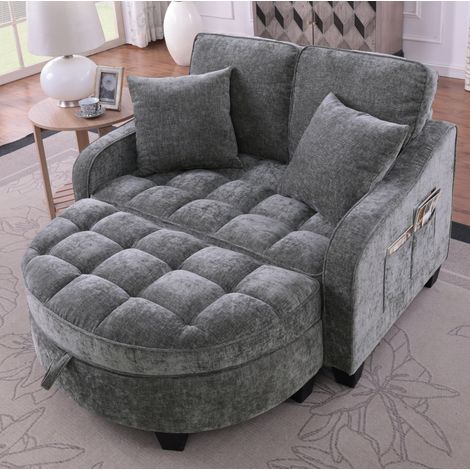Divano letto 2 in 1 con pouf contenitore 132x129 OKMYHOME (1/5)