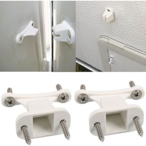 2 Pack Caravan Motorhome Caravan Door Stopper White Plastic Replacement Parts 8 Screws for Motorhome Boat (1/4)