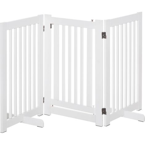 Cancello di sicurezza per cani da interno 155 x 35,5 x 76 cm porta chiudibile a chiave pieghevole moderno ed essenziale in MDF bianco 210007388