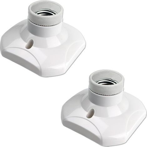 Douille de Plafonnier E27 à Vis pour Lampe Murale Intérieur, AC 230V, Support pour Ampoule LED, Base Plastique pour Plafond de Garage Atelier, Lot de 2