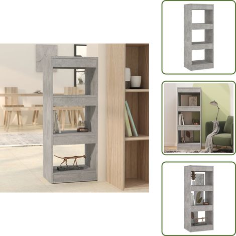 The Living Store Libreria/Divisorio Grigio Cemento 40x30x103 cm in Truciolato - Libreria grigia cemento