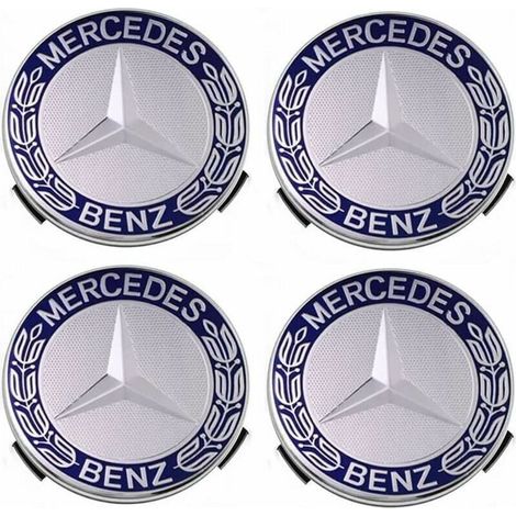 Couvercle de moyeu compatible Mercedes - Benz 75 mm - bleu, lot de 4 (1/3)