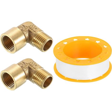 2 Pcs Coude À 90 Degrés, 1/4 Pouce Mâle x 1/4 Pouce Femelle Raccord De Tube En Laiton À Angle Droit, Connecteur Pour Tuyau De Fluide Gaz Carburant Huile, 28x28mm (1/5)