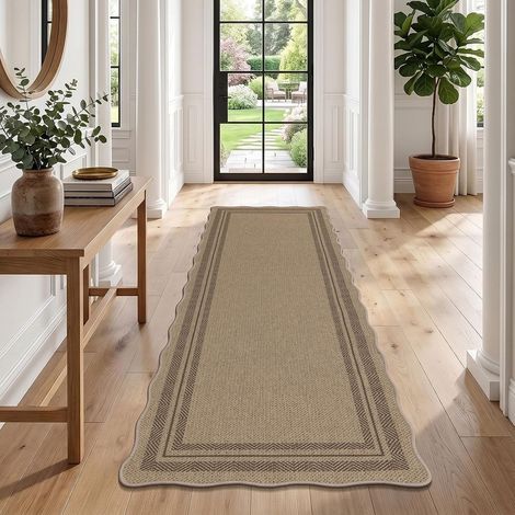 Tapis de Couloir Antidérapant 60x180cm, Aspect Jute, Tapis de Passage Cuisine Devant Evier Lavable Moquette Couloir Long Moderne pour Entrée, Cuisine, Buanderie (1/5)
