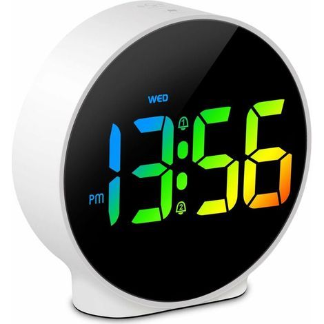 Kleiner digitaler LED-Wecker mit Wochentagsanzeige, 2 Alarmen mit Schlummerfunktion, einstellbarer Helligkeit, moderner kleiner Digitalwecker (1/5)
