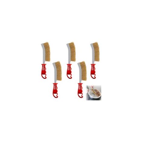5-teiliges Grillbürsten-Set, multifunktionale Edelstahl-Handbürste mit Griff zur Reinigung von Grillresten, Gasgrill, Holzkohlegrill - Crezuo