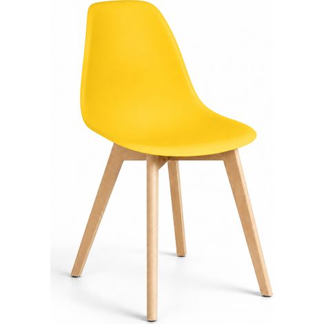 ORION91oficial® - Silla ARA Color Amarillo Curry Asiento Polipropileno y Patas Haya (83x46x55 cm) Estilo Escandinavo, Comedor, Hostelería, Oficina, Salón, Teletrabajo, Cocina - spaziOrion91 (1/5)