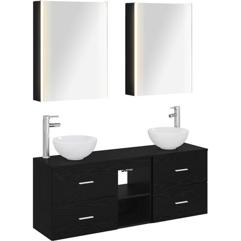 Juego de Muebles de Baño 5 pcs Roble Negro 53 x 15,5 x 70 cm vidaXL (1/5)
