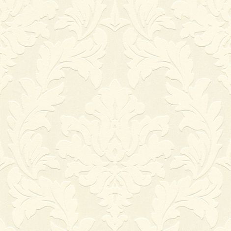 Barock Tapete Profhome 335801 Vliestapete leicht strukturiert mit Ornamenten matt creme silber 5,22 m2
