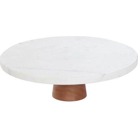 Présentoir à Gâteaux sur Pied "Marbre" 25cm Blanc