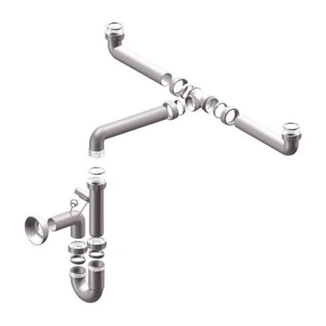 SIFONE PP SALVASPAZIO 2 VASCHE + 1 ATTACCO - BIANCO MM 40 11/2- 5 pezzi