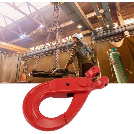 Crochet de sécurité à chape coulissant 2T en acier allié G80 pour chaîne de levage, transport et manutention d'équipements portuaires et industriels (1/4)