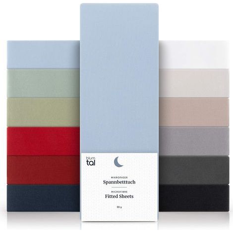 GENERIC-Basics Lot de 1 Drap Housse 120x200 Bonnet 30 cm - Drap Housse 120 x 200 Microfibre De Haute Qualité - Doux, Résistant, Anti Plis - Certifié Oeko-Tex - Bleu Clair (1/5)
