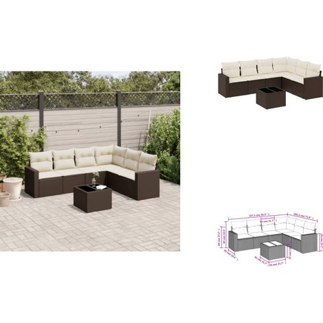 7-tlg. Garten-Sofagarnitur mit Kissen Braun Poly Rattan - Garten Sofagarnitur - Garten Sofagarnituren - Outdoor Sofagarnitur - Sofagarnitur Terrasse (1/3)