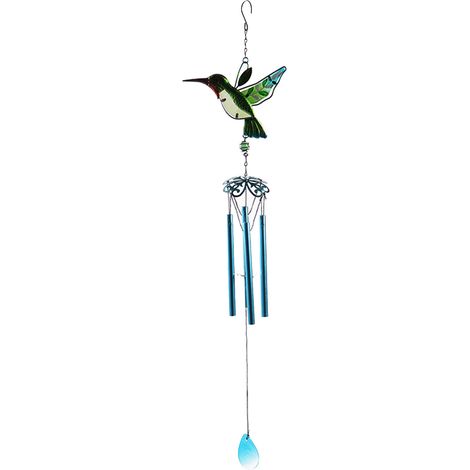 Carillon éolien en verre en forme d'oiseau et de libellule, ornement suspendu multitubes, décoration pour la maison, le jardin, le balcon, l'église, les fêtes et Noël. (1/5)
