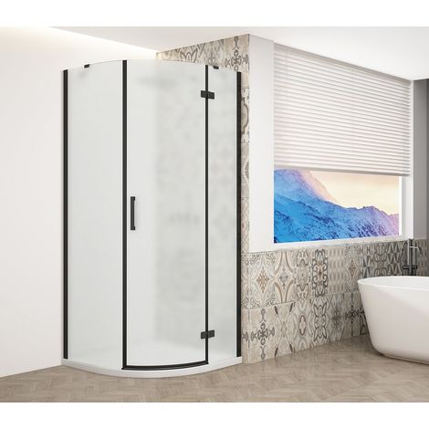 Paroi de douche quadrant TRINITY BLACK 900x900mm, verre mat, droite (1/4)