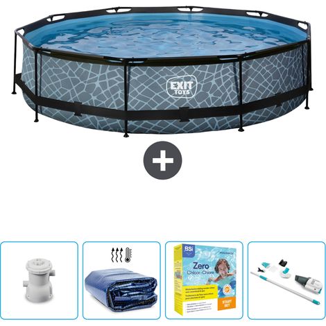 Exit Pool Rund - Steinoptik - 360x76 cm - 5-teilig SCB26 (1/4)