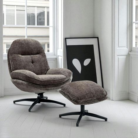Fauteuil détente gris pivotant avec repose-pieds IENA (1/3)