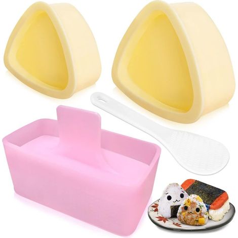 Moule à onigiri, lot de 3, presse Musubi, moule à boules de riz triangulaires pour déjeuner, bento et bricolage maison (1/4)