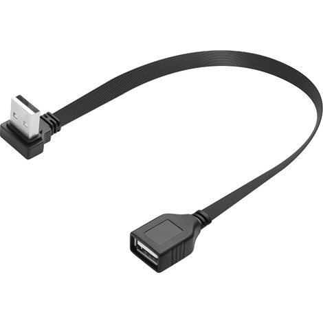 Rallonge USB 2.0 A mâle vers femelle à 90 degrés, câble d'extension USB court plat, prend en charge le chargement et le transfert de données pour voiture, ordinateur portable, tablettes (1/5)