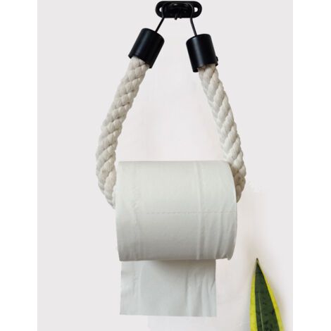 Pas de crochet en fer à poinçonner, porte-serviettes en corde de chanvre, porte-rouleau de papier suspendu au mur de la chambre de la cuisine, porte-papier hygiénique (1/5)