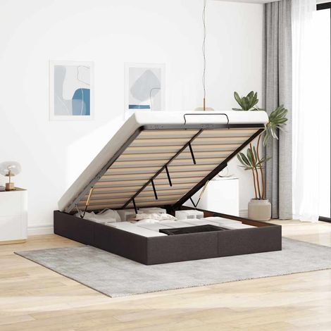 Ottoman-Bett ohne Matratze Dunkelbraun 140x200 cm Stoff (1/5)