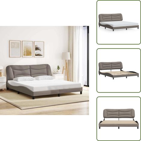 Cuscino testiera - vidaXL Giroletto senza Materasso Hvar Tortora 180x200 cm in Tessuto - Letto in tessuto