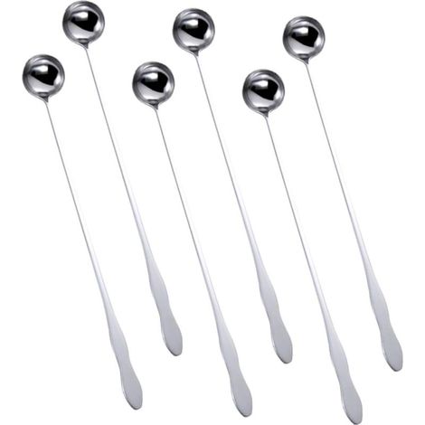 Alipis 6 Pièces Cuillère à Glace Acier Inoxydable Mélanger Long Manche (1/5)