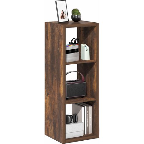Bibliothèque, Étagère À 3 Cubes avec Structure Épaisse, Réversible Horizontalement Et Verticalement, Dos Ouvert, Idéale pour Le Salon, La Chambre Ou Le Bureau, Couleur Pin Ambré. (1/5)