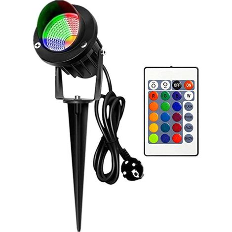 RGB-Außenstrahler mit Fernbedienung und Erdspieß für Garten, Rasen und Landschaft – Farbenfrohe Dekorationsbeleuchtung (1/5)