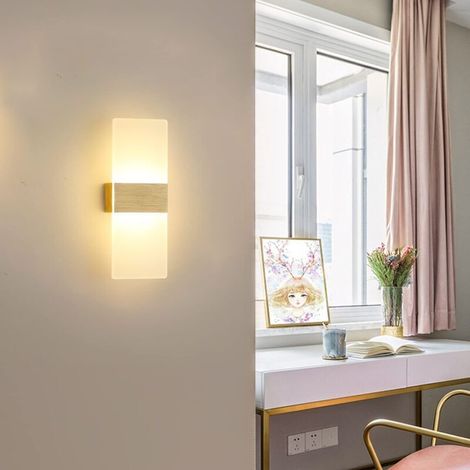 Applique Murale LED Moderne Intérieur, Applique Murale Acrylique Givré 10W, Pour Eclairage Escaliers Salon Chambre Couloir, Lumière Chaude 3000K, Or (1/4)
