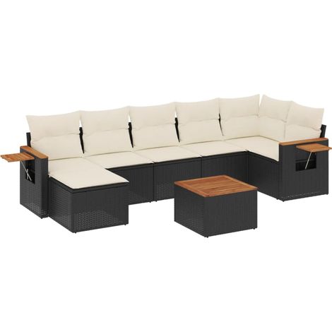 vidaXL Set Divani da Giardino con Cuscini 8 pz Nero in Polyrattan (1/5)