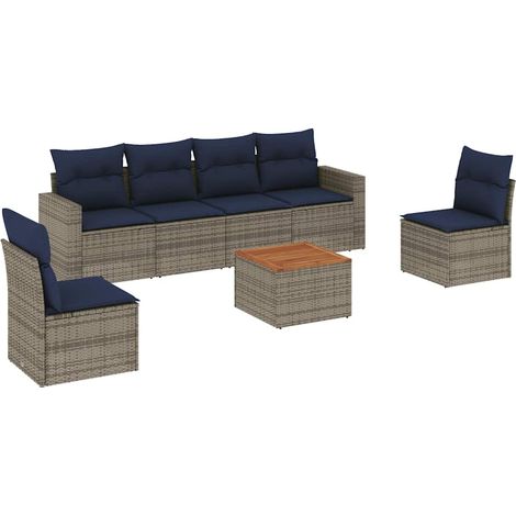Maison Exclusive - 7-tlg. Garten-Sofagarnitur mit Kissen Grau Pol