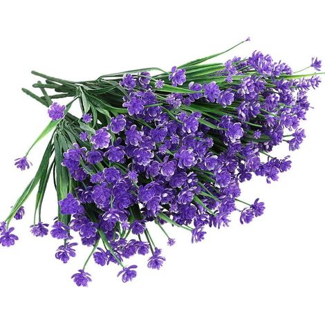5Pcs Plante Artificielle 7 Broches Printemps Herbe gypsophile Bouquet décoration pour intérieur extérieur Suspendu jardinière Mariage Ferme décor Violet (1/5)