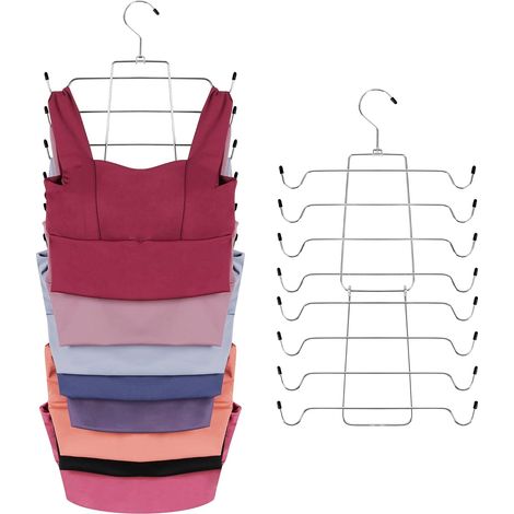 Juego de 2 perchas metálicas para camisetas de tirantes, sujetadores, camisolas, bufandas o cinturones. (1/4)