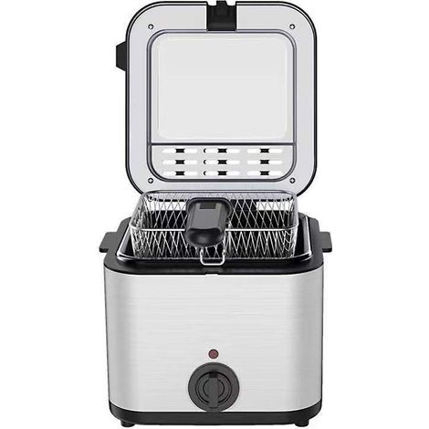 Friteuse électrique 2.5L Mini Familiale 1000W multi-fonction en acier inoxydable pour Kebabs et Pommes de terre (1/4)