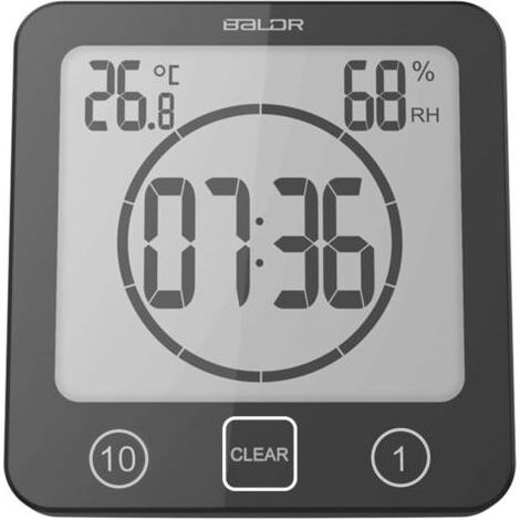 Badezimmeruhr, digitales LCD-Thermometer, Hygrometer, digitaler Duschtimer, Wecker (1/5)