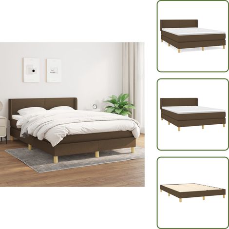 Boxspringbett mit Matratze Dunkelbraun 140x200 cm Stoff - Boxspringbett - Doppelbett - Bettenrahmen - Lattenrost - Matratze (1/5)