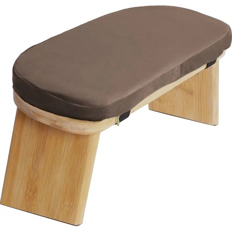 Tabouret de Méditation, Coussin Confortable, Design Antidérapant, Marron (1/2)