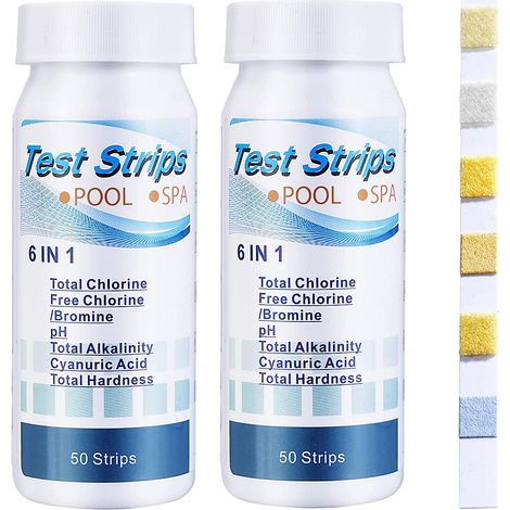 Bandelettes de test pour la qualité de l&aposeau de piscine, 7 paramètres, lot de 100, kit d&aposanalyse chimique pour spa (1/5)
