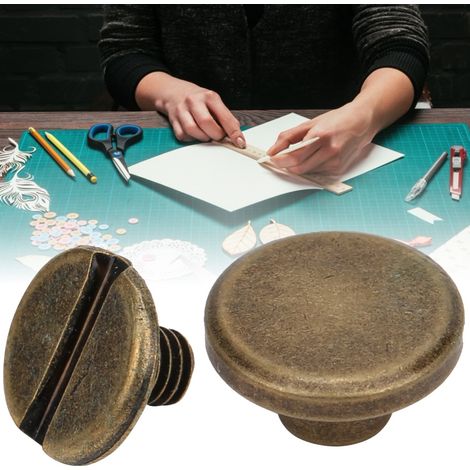 50 jeux de vis à rivets à tête plate en laiton de 6,5 mm pour la fabrication artisanale de cuir avec support en bronze.