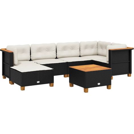 vidaXL Set Divani da Giardino con Cuscini 7pz Nero Polyrattan (1/5)