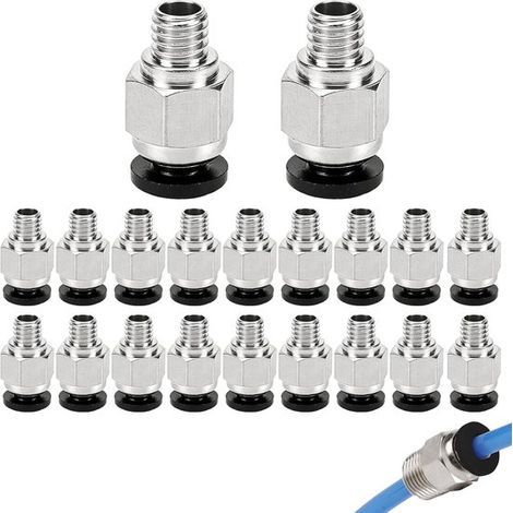 PC4-M6 Pneumatikverschraubungen – 20er-Pack – Bowdenzüge, kompatibel mit PTFE-Schläuchen (4 mm) für Creality 3D-Drucker – Silber (1/5)