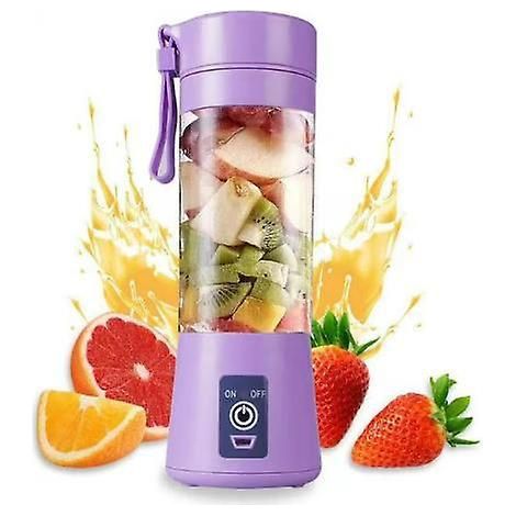 Tragbarer Mixbecher (lila, 380 ml), elektrischer USB-Mixer, Mini-Mixer für Milchshakes und Smoothies, Saftzubereitung, sechsteilig (1/4)