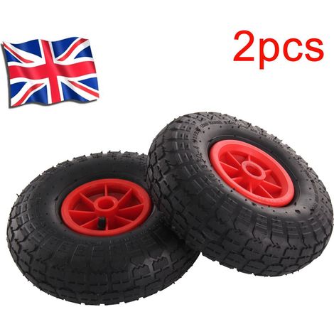 4 Pcs Wheelbarrow Wheel 10" Pneumatic Tyre 3.5/3.0-4 Rubber Puncture Proof Wheel 20mm Axle Shaft Heavy Duty Replacement Wheel for Sack Truck Cart (1/5)