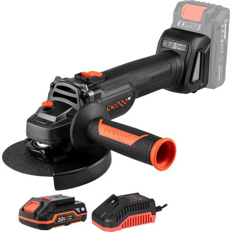 Dnipro-M Amoladora Angular DGA-201BC Ultra 20V 125mm Brushless - 2 Velocidades 3000/8500 rpm, M14, Batería 2Ah y Cargador (1/5)