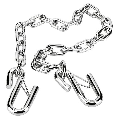 1M/39 Inch Trailer Safety Chain 3500 Lb Load Capacity Galvanized Steel Towing Wire Rope with Double Spring Hooks for RV Trailer (S-Hook) (1/5)