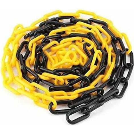 Chaîne en plastique noir et jaune, 6 mm, 25 mètres (1/2)