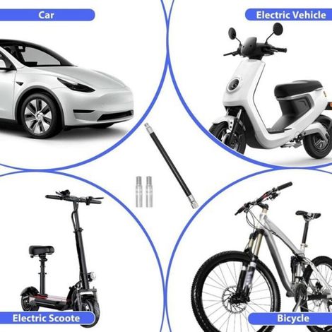 Extension de Valve - 39 mm - Pour Trottinette Électrique Vélo Voiture Camion Moto - Lot de 2 Pièces avec Tuyau en Caoutchouc de 160 mm (1/5)