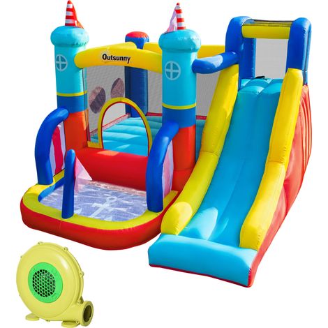 Castello Gonfiabile 4 in 1 Bimbi con Scivolo e Piscina 265x260x200cm